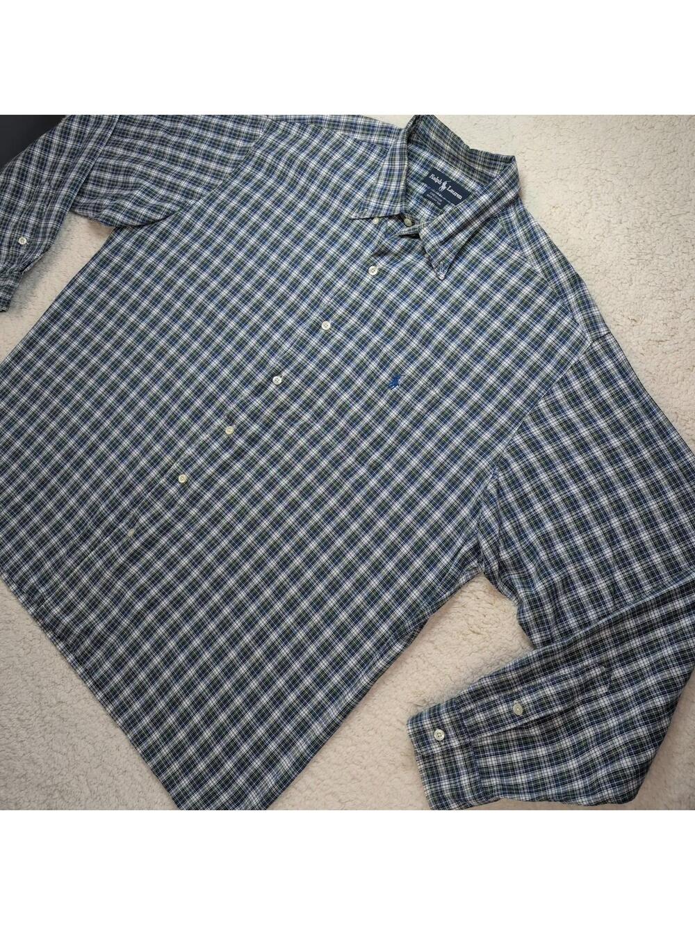 Ralph Lauren Greggor Men’s XL Plaid Cotton Button-Down L/S Shirt Made in USA